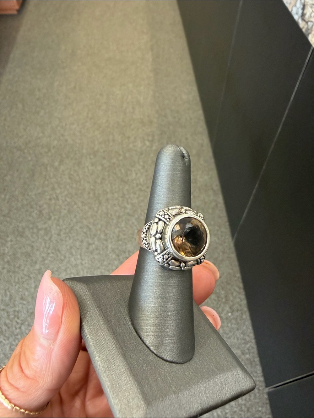 925 Sterling Silver Smoky Quartz Gemstone Ring Women’s size 7
